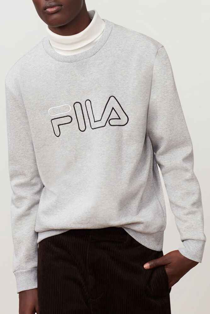 Fila Miesten Collegepaita Basil Harmaat - UIHT-62914